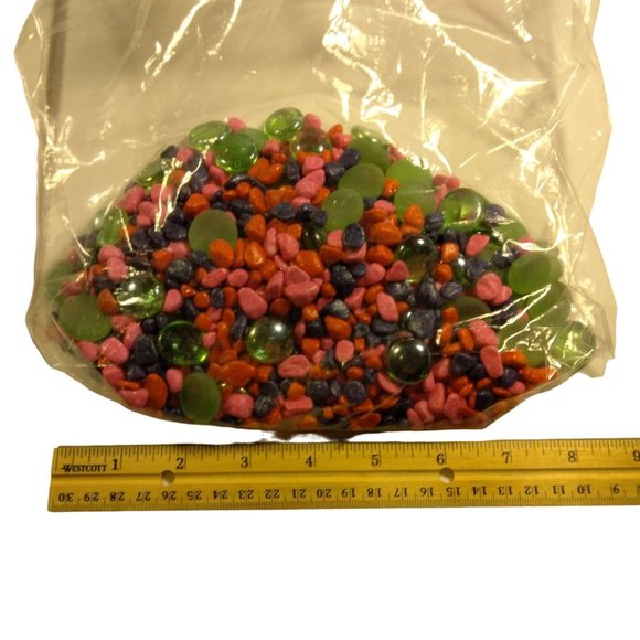 Multicolored Aquarium Stones Fish Tank Rock Gravel Glass Pink Blue Green 2 lb - Picture 3 of 4